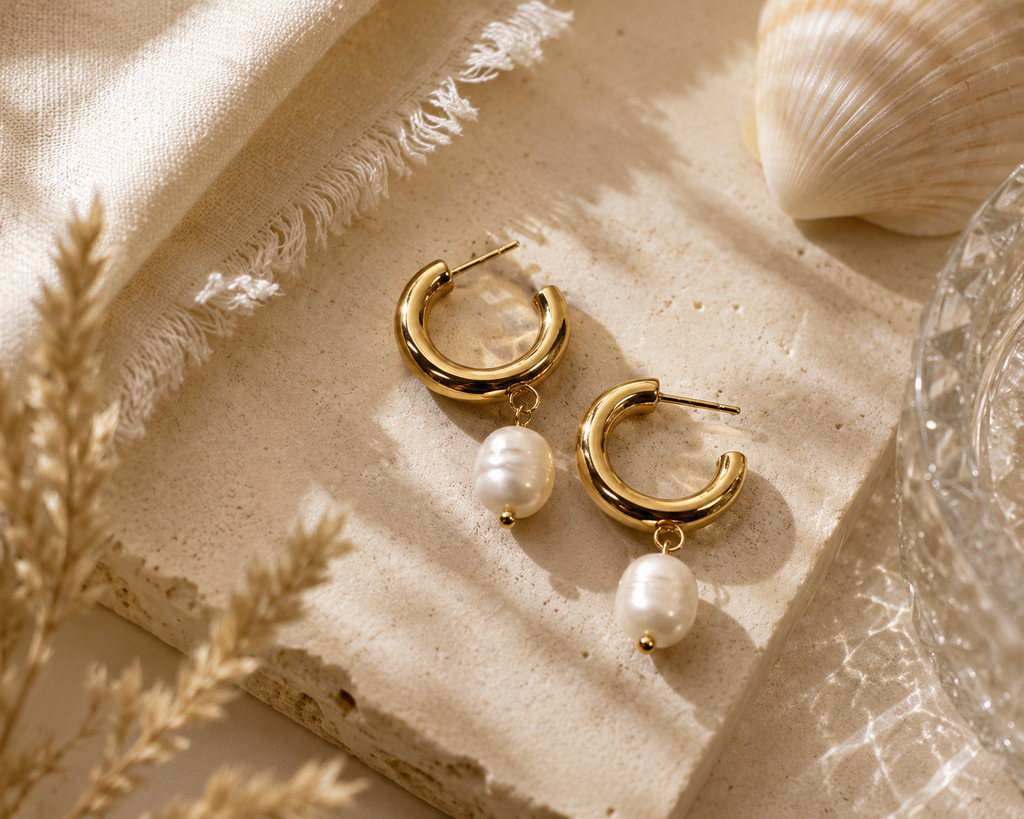 The Harbor Pearl Hoops by Waverly James
