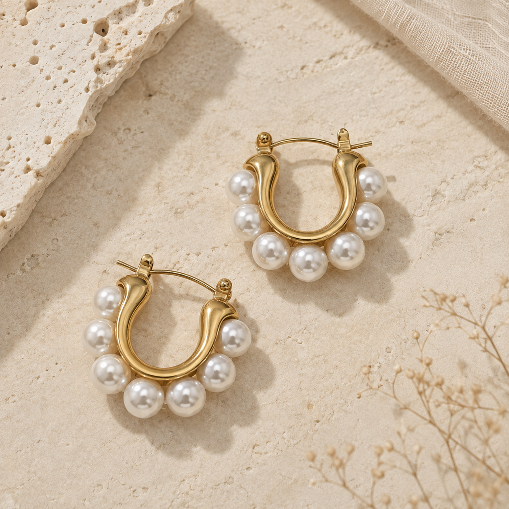 The Beaufort Pearl Hoops by Waverly James