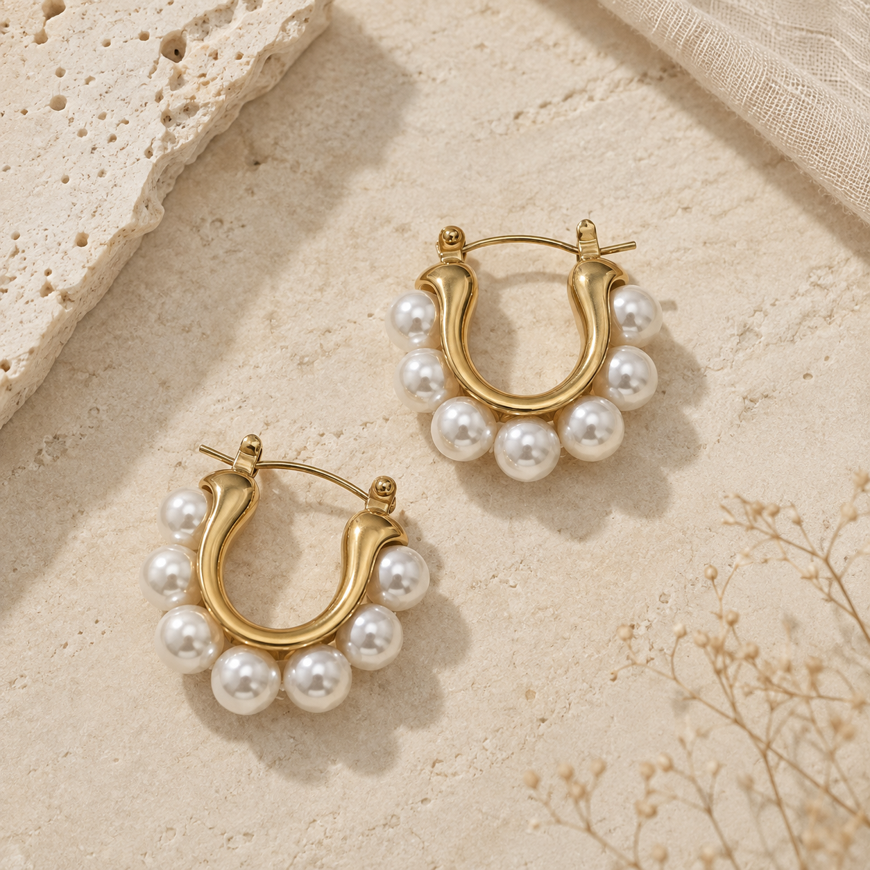 The Beaufort Pearl Hoops by Waverly James